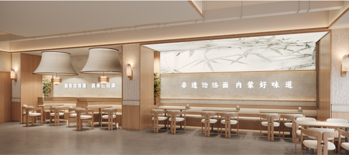 仨兄弟连锁餐饮 · 门店空间设计施工 效果图 1